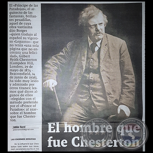 EL HOMBRE QUE FUE CHESTERTON - Por JULIÁN SOREL - Domingo, 8 de Mayo de 2016